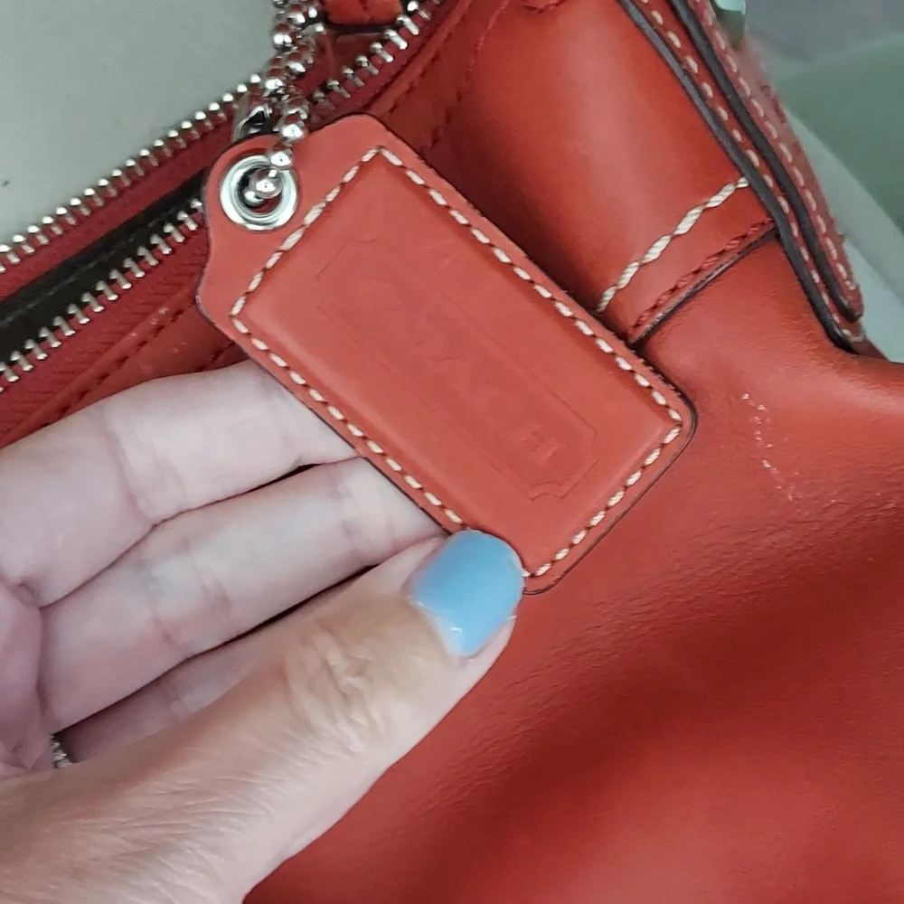 Coach burnt orange leather bag/purse - Picture 5 of 9